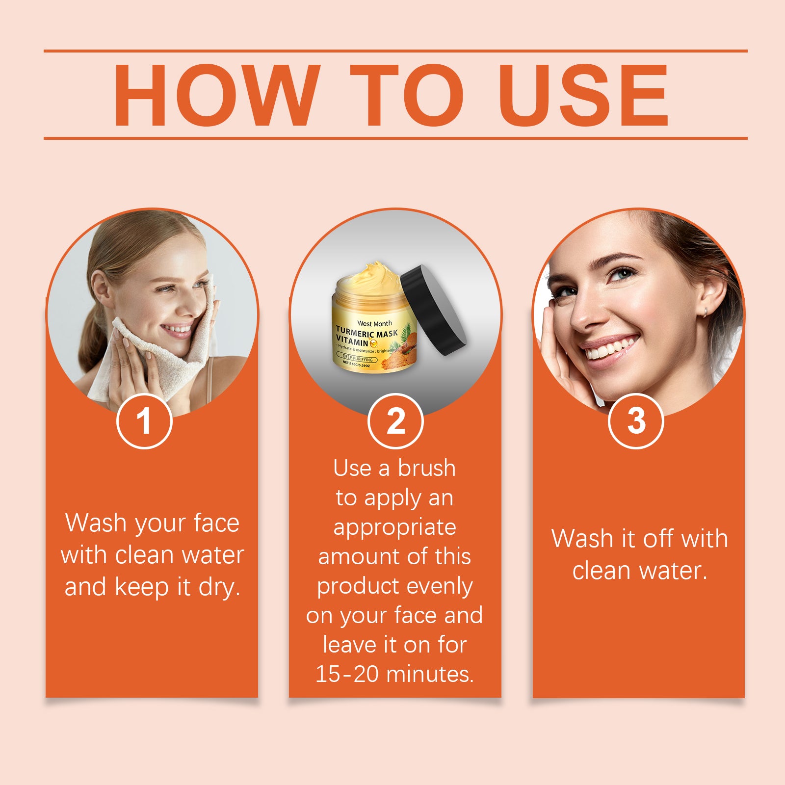 West&Month Vitamin C Turmeric Mud Mask Facial Cleansing, Hydrating, Moisturizing And Firming Skin Smear Vitamin C Mud Mask - 5 - CJ