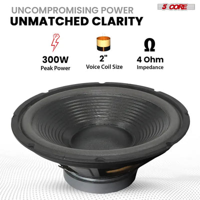 5 Core 12 Inch Car Woofer Audio 300W 4Ohm Deep Bass Replacement Sub Woofer Component Loud Speaker - 5 - CJ