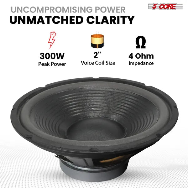5 Core 12 Inch Car Woofer Audio 300W 4Ohm Deep Bass Replacement Sub Woofer Component Loud Speaker - 5 - CJ