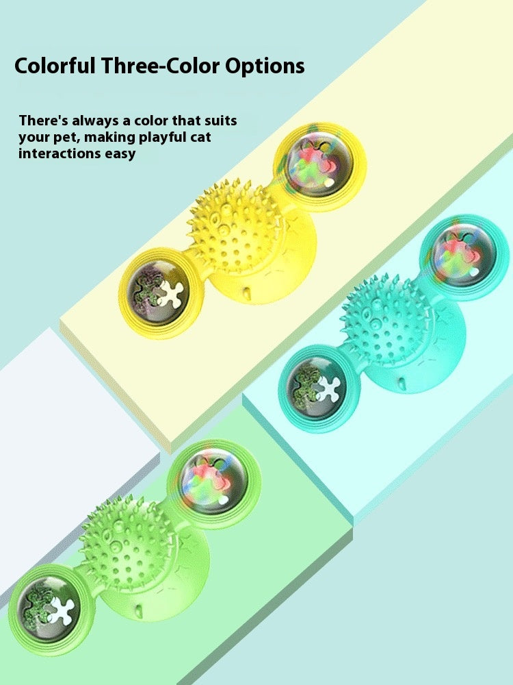 Cat Entertainment Set- Interactive Rotating Disk, Feather Teasers, Tumbler, Windmill Toy - Keeps Cats Active & Engaged