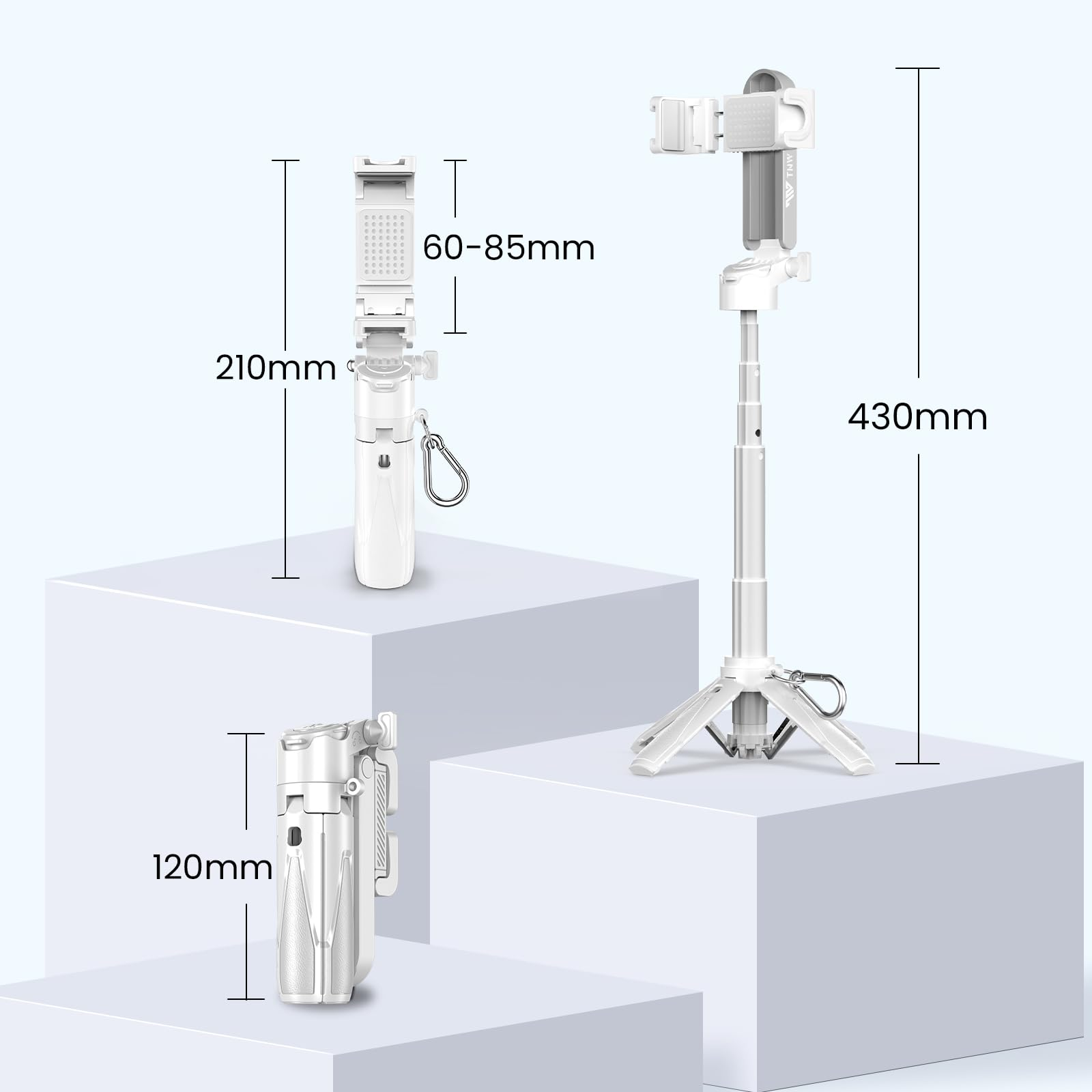 Phone Selfie Tripod Small With Romote - 3 In 1 Cell Phone Tripod Stick 4 Sections Extenable Foldable Pocket Size 2 Cold Shoe Mount 360 Degree Rotation 33ft Remote Control For Phone Smartphone - 5 - CJ