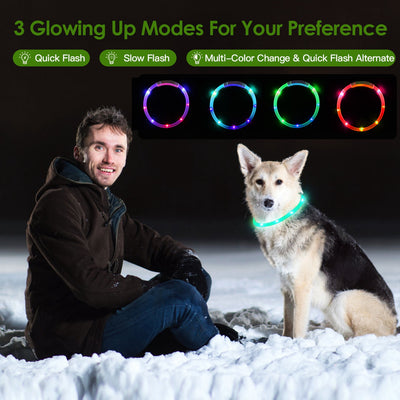 1Pc USB Rechargeable LED Dog Collar Multi Color Lighting Dog Safety Collar Cuttable Length Glow Dog Collar For Small Medium Large Dog Night Walking - 5 - CJ