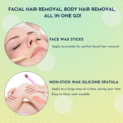 Waxing Kit 19 Items, WUWUVISTA Hair Removal Wax Kit With Wax Melt Warmer Waxing Beads For Face, Brazilian, Full Body, Bikini Suitable For Plugs Of American & European Specifications - 5.0 - CJ