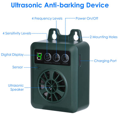 1Pc Anti - barking Device 49.2Feet Sensing Ultrasonic Bark Deterrent With 4 Frequency Levels 4 Sensitivity Levels Indoor Outdoor Dog Bark Control - 5 - CJ