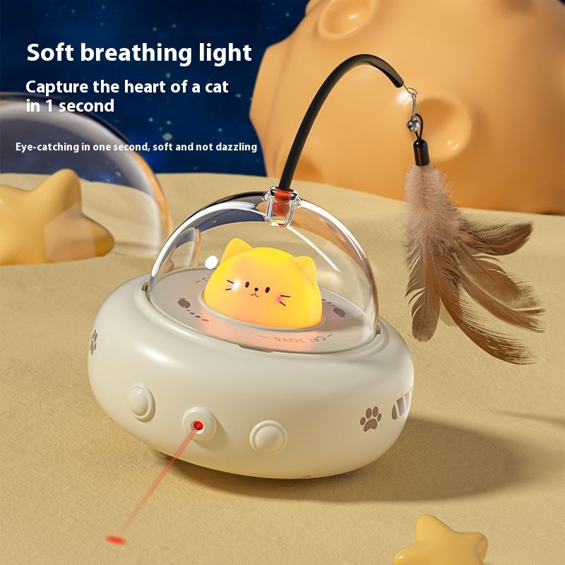 Smart Teaser Cat Toy Electric UFO Cat Teaser Stick With Bell Training Pet Toys Replaceable Feather Interactive Cat Supplies Pet Supplies Pets Products - 0 - CJ