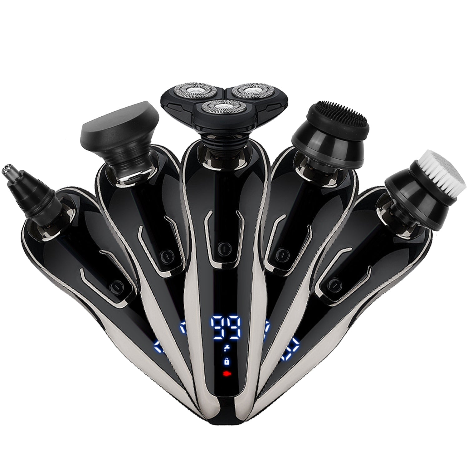 1Pack 5 In 1 Electric Razor Shaver Rechargeable Cordless Head Beard Trimmer Shaver Kit IPX6 Waterproof Dry Wet Grooming Kit - 5 - CJ