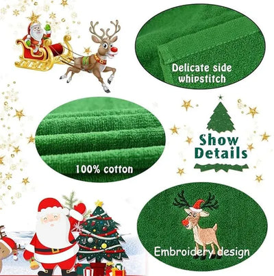 Christmas Hand Towels, Maxs Dish Towel Bathroom Kitchen,100% Cotton,Decorative Dish Face Towels Set For Drying,Cleaning,Cooking And Decorations,Embroidered Holiday Design - 5 - CJ