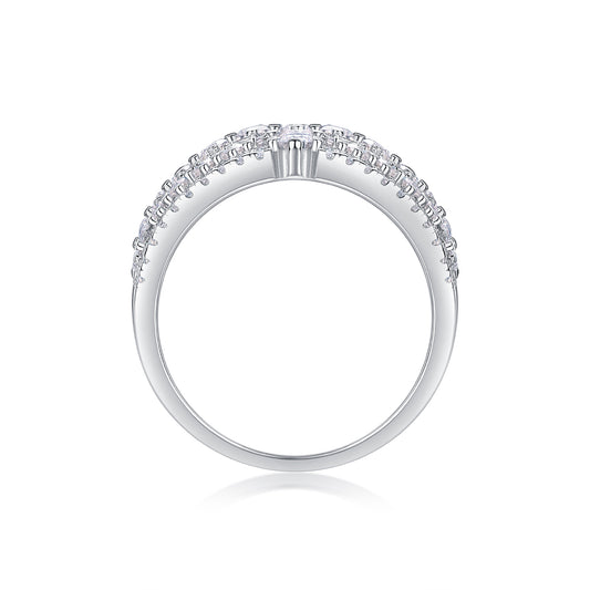 1Many Diamonds Are Arranged Luxuriously Fashionable Moissanite Silver Rings Prohibit TikTok sales - 5 - CJ