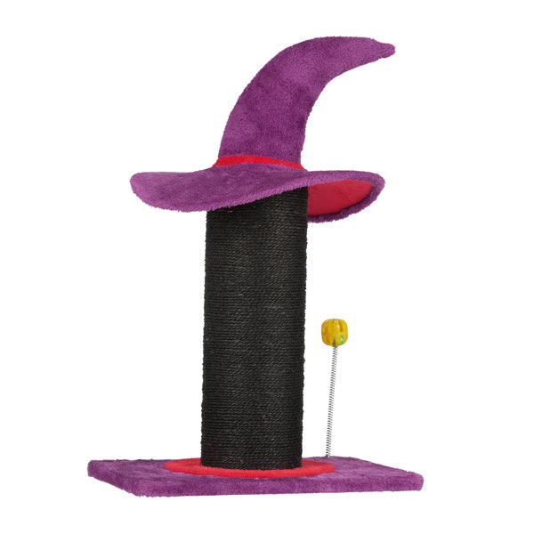 Wizard Hat Cat Scratching Post With Spring Ball Toy For Indoor Cats, Halloween Spooky Cat Scratcher, Purple - 5 - CJ