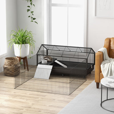 Small Animal Playpen Cage with Rolling Caster, Water Bottle 46.5" - 5 - CJ
