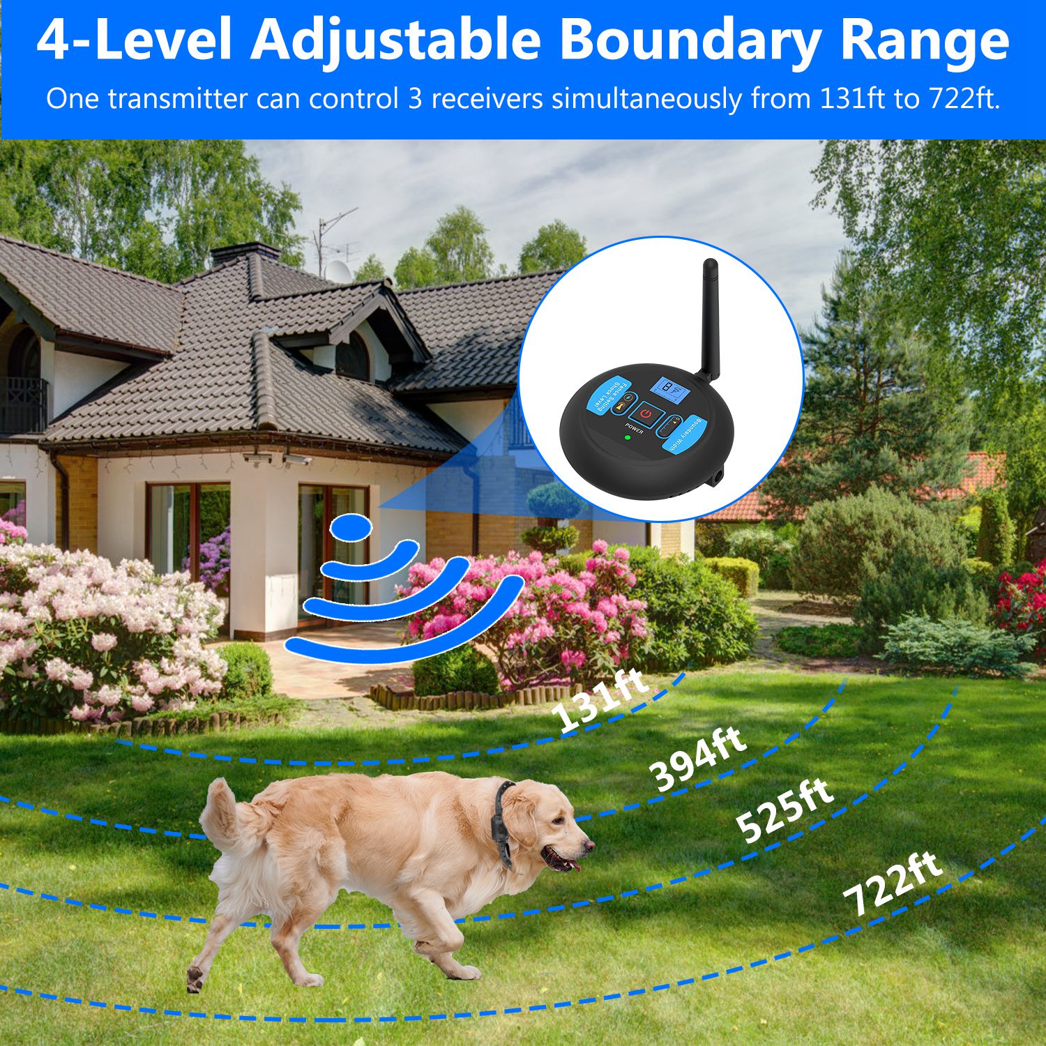 1Set Wireless Electric Dog Fence Pet Shock Boundary Containment System Electric Training Collar For Small Medium Large Dogs - 5 - CJ