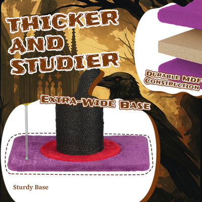 Wizard Hat Cat Scratching Post With Spring Ball Toy For Indoor Cats, Halloween Spooky Cat Scratcher, Purple - 5 - CJ