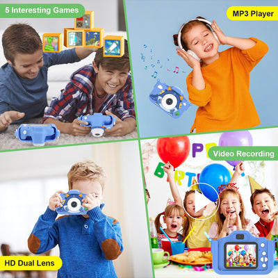 Pink - Blue Options - 1Pc Dinosaur Kids Selfie Camera Cartoon Camera 48MP 1080P HD Digital Camera With Cartoon Case Card Reader 32G MMC Card For Boys Girls Above Aged 6 Years Old - 5 - CJ