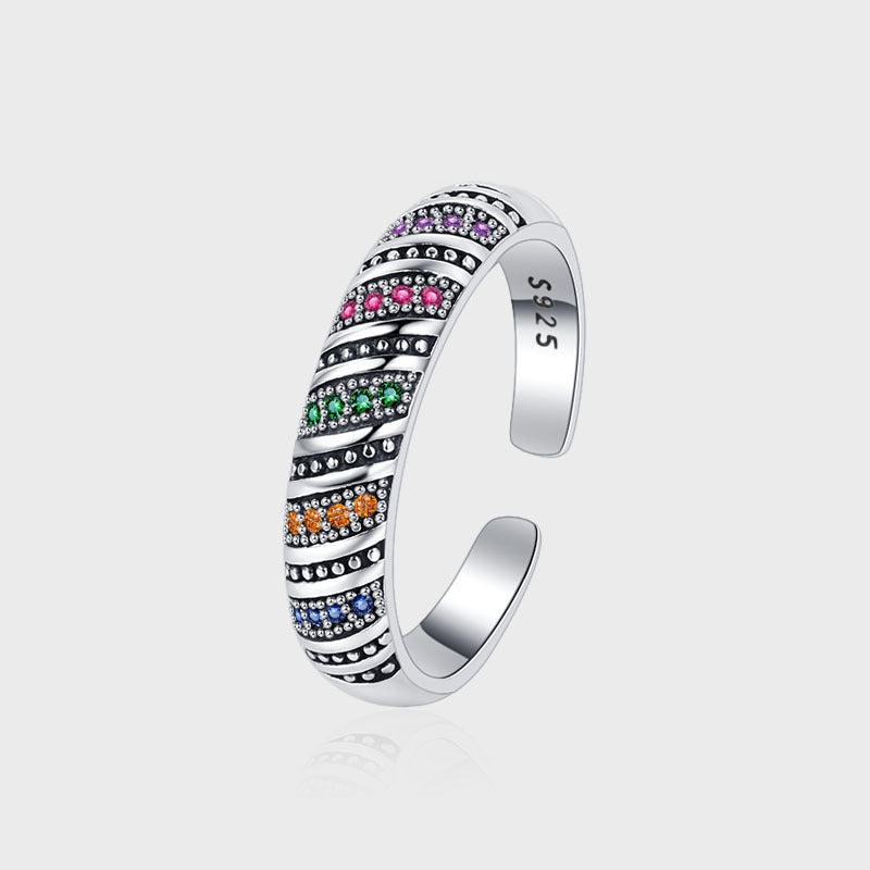 S925 Sterling Silver Fashion Personalized Color Diamond Thread Ring - 4 - https://x.com/titan_prim62775J