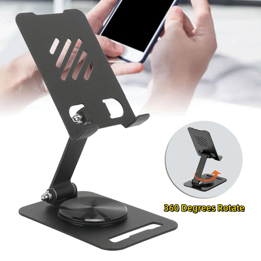 360 Degrees Rotate Metal Desk Mobile Phone Holder Stand For Phone Pad Adjustable Desktop Tablet Holderl Table Cell Phone Stand - 0 - CJ