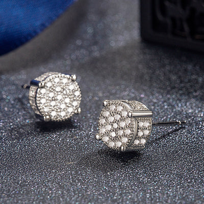 Hip Hop Sparkling Zircon Stud Earrings,4 Prong Setting, Bling Design,Unisex For Daily Wear And Parties - 5 - CJ