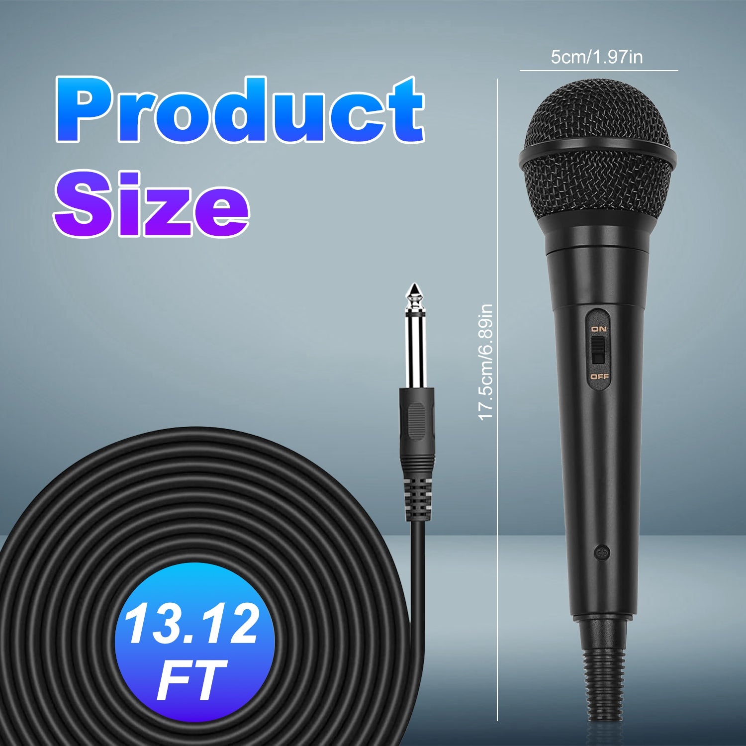1Pc Handheld Wired Microphone Cardioid Dynamic Vocal Mic With On Off Button 13ft Cable 6.35 Mm Jack For Speaker Karaoke Ampilifier Mixer Professional Studio Live Performance - 5 - CJ