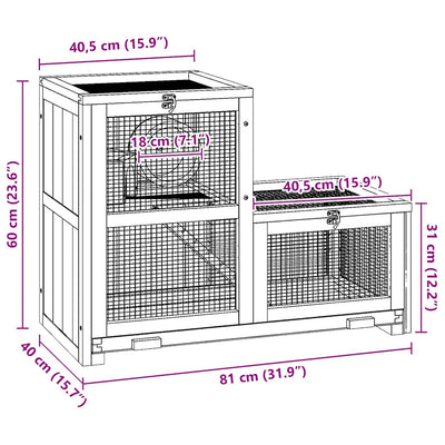 Hamster Cage 81x40x60 cm Solid Fir Wood - 5 - CJ