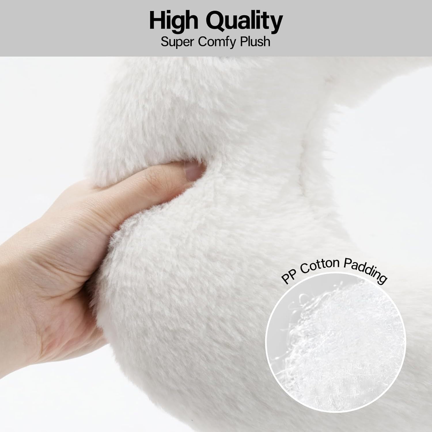 MEWOOFUN U-Shaped Orthopedic Pet Pillow - 10.6x9.8 Inch Fluffy Support Pillow For Cat & Puppy Joint Relief White