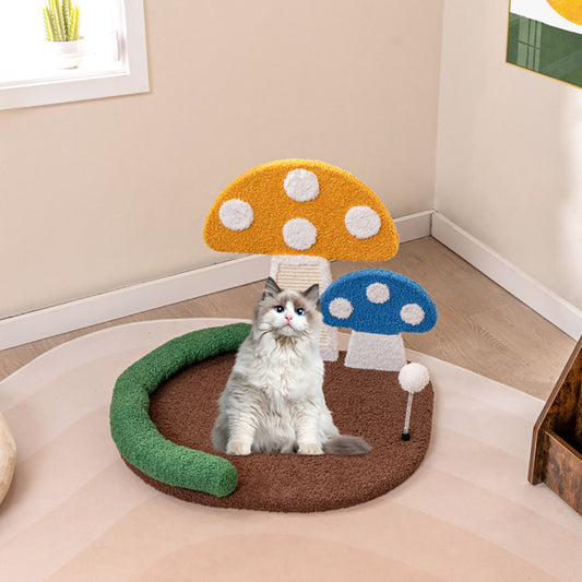 Mushroom Cat Bed Cat Claw Scratcher With Wide Bed And Sisal Scratch Panel - 5 - CJ