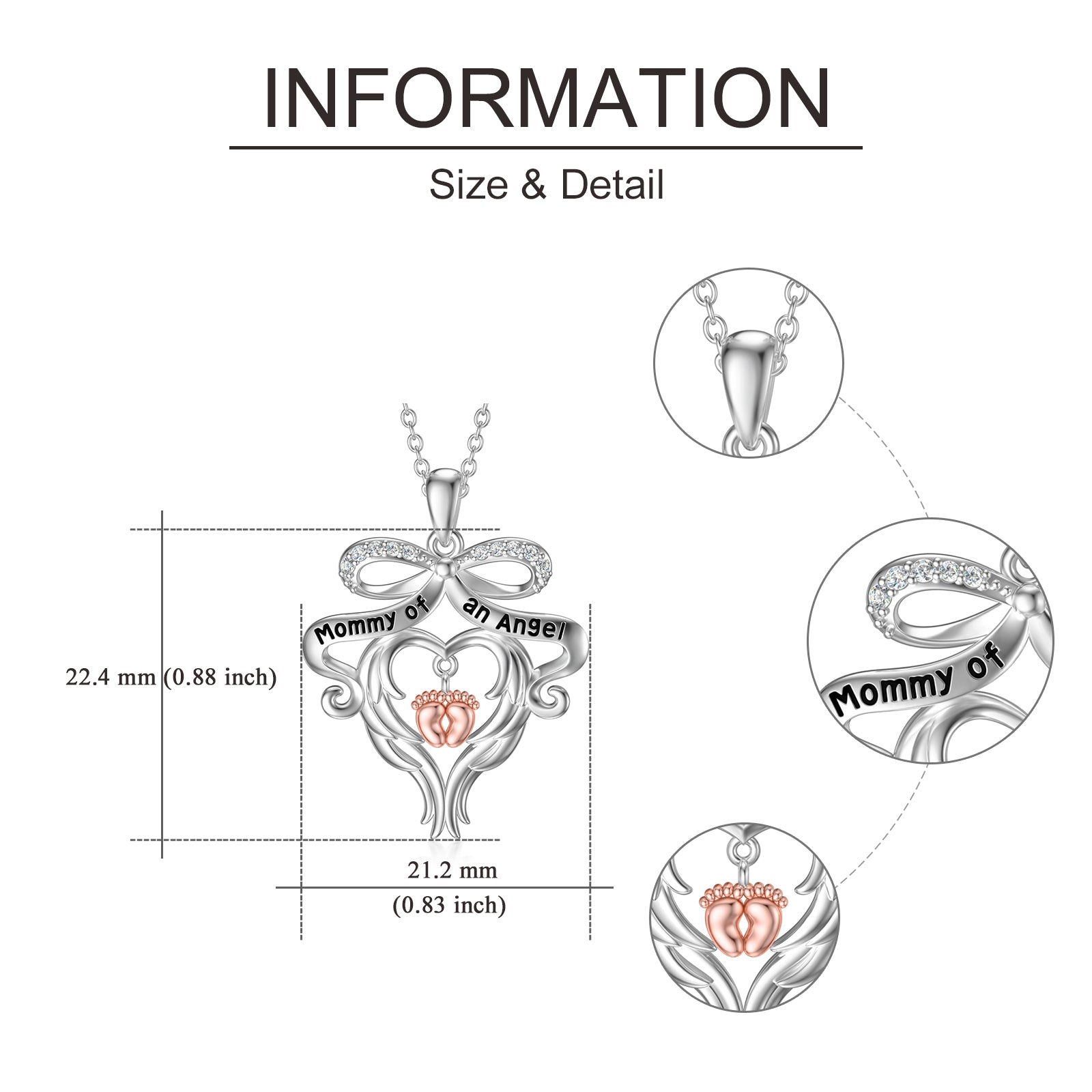 925 Sterling Silver Memorial Grieving Mommy of an Angel Jewelry for Women - 5 - cjdropshipping