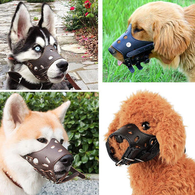 Dog Muzzle Leather, Comfort Secure Anti - Barking Muzzles For Small Medium Large Dogs, Breathable And Adjustable, Allows Drinking And Panting, Used With Collars - 5 - CJ