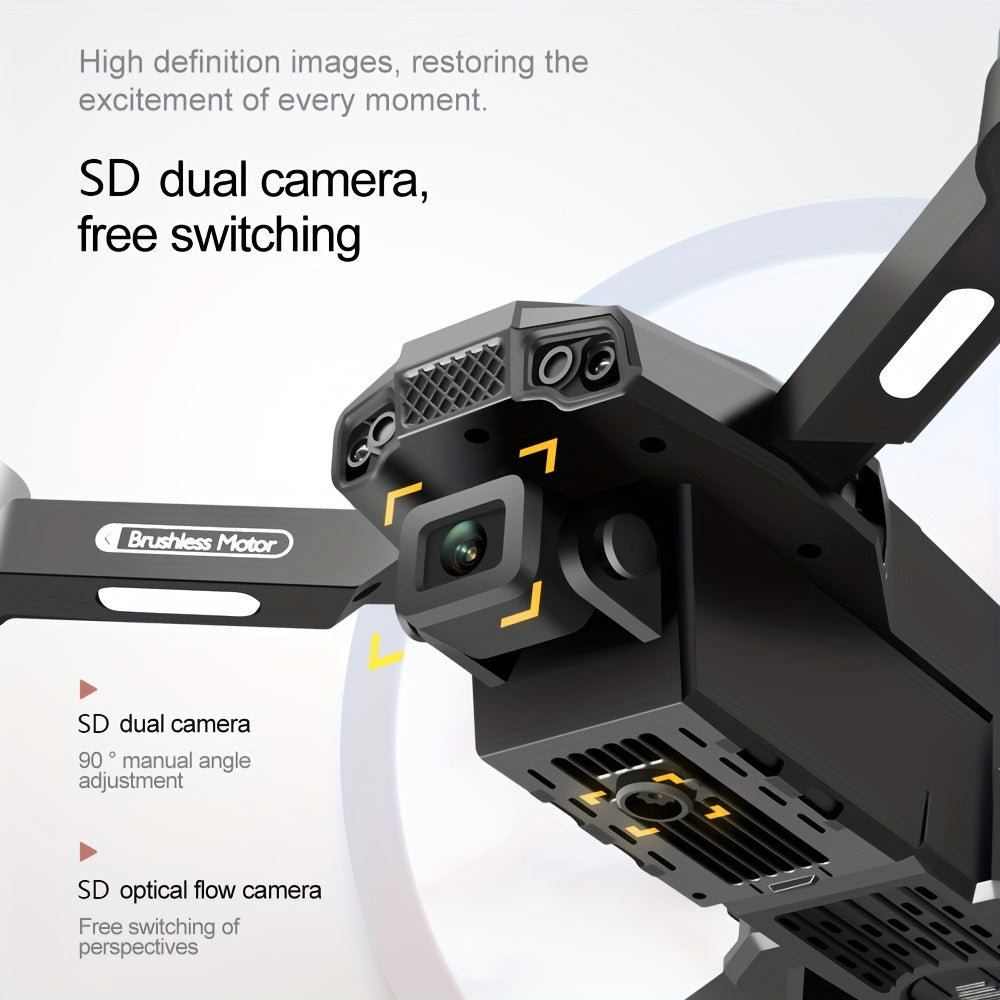 ESULOMP Brushless Drone HD Dual Camera Aerial Drone ,Quadcopter Optical Stream Positioning F196 RC Airplane