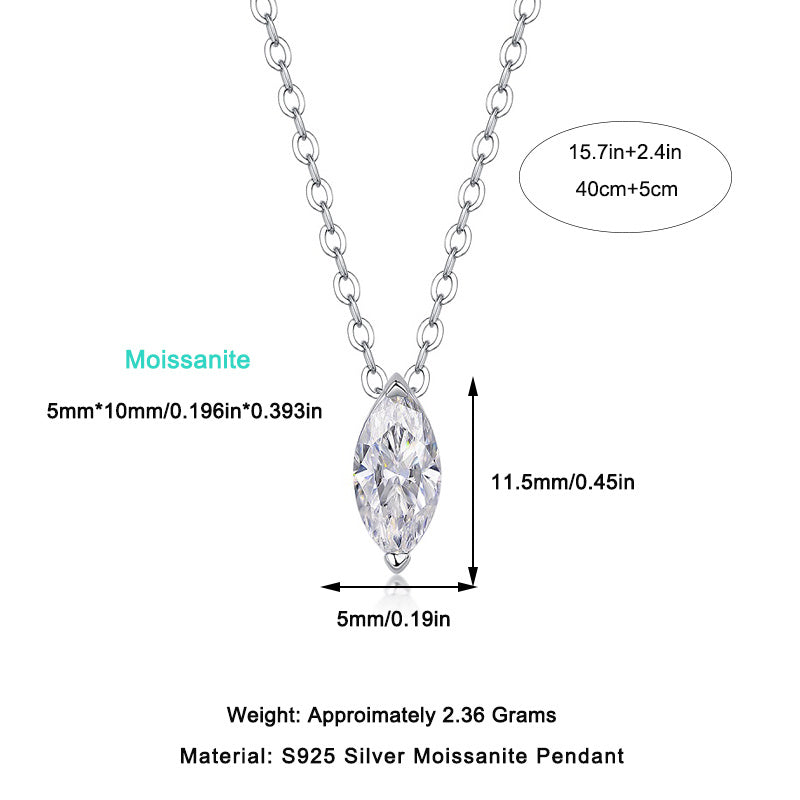A Fashionable Jewelry Pendant Set Moissanite S925 Sterling Silver And Platinum-plated Diamond In The Shape Of A Horse's Eye. Moissanite Silver Jewelry