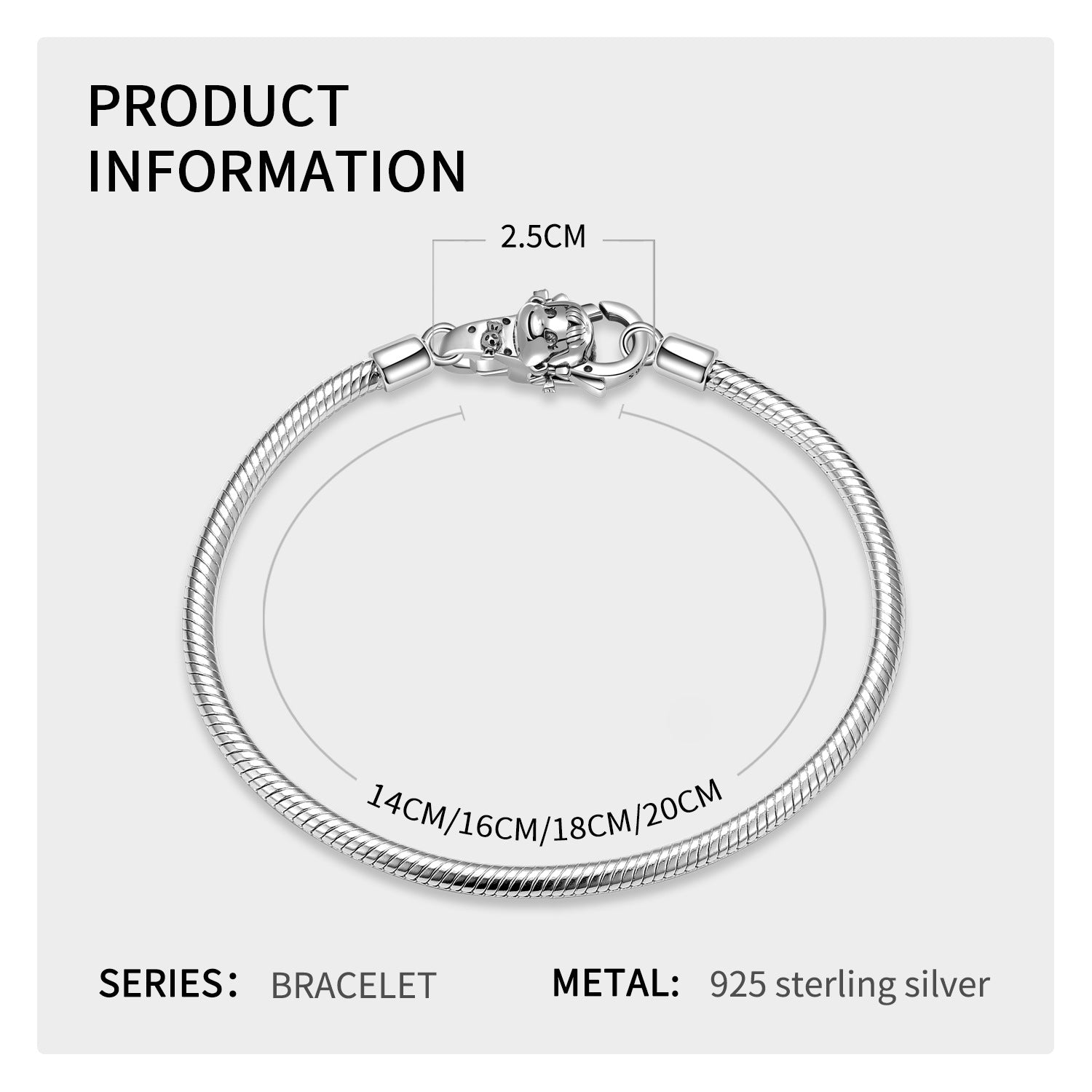 S925 Sterling Silver Base Snake Bone Chain Without Buckle Single Chain Bracelet Diy Accessories - 4 - CJ