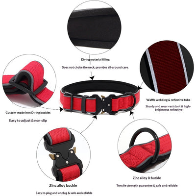 Tactical Dog CollarHarness Reflective Adjustable - 0 - CJ
