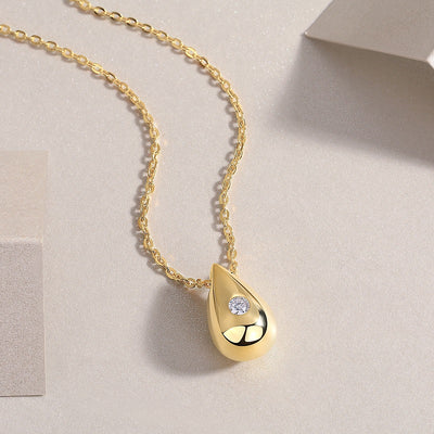 1Dreamy Water Drop - A Trendy Diamond Jewelry Necklace Pendant Set With 1 - carat Moissanite S925 Sterling Silver And Gold Plating Prohibit TikTok sales - 5 - cjdropshipping
