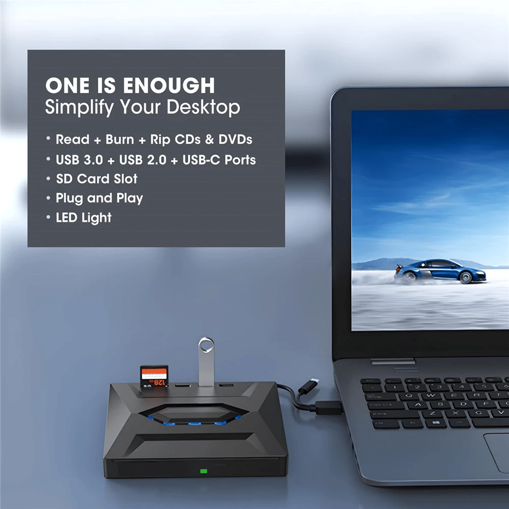 External CD DVD Drive USB 3.0 Writer Burner Player For PC Laptop Windows 11 10 - 5 - CJ