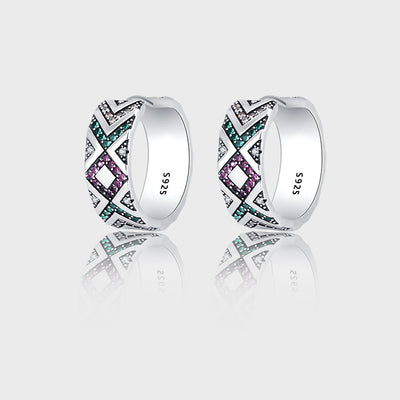 Multicolor Tribal Stripe Earrings Women 925 Sterling Silver Anti Allergy - 4 - CJ