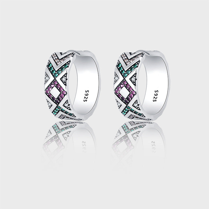 Multicolor Tribal Stripe Earrings Women 925 Sterling Silver Anti Allergy - 4 - CJ