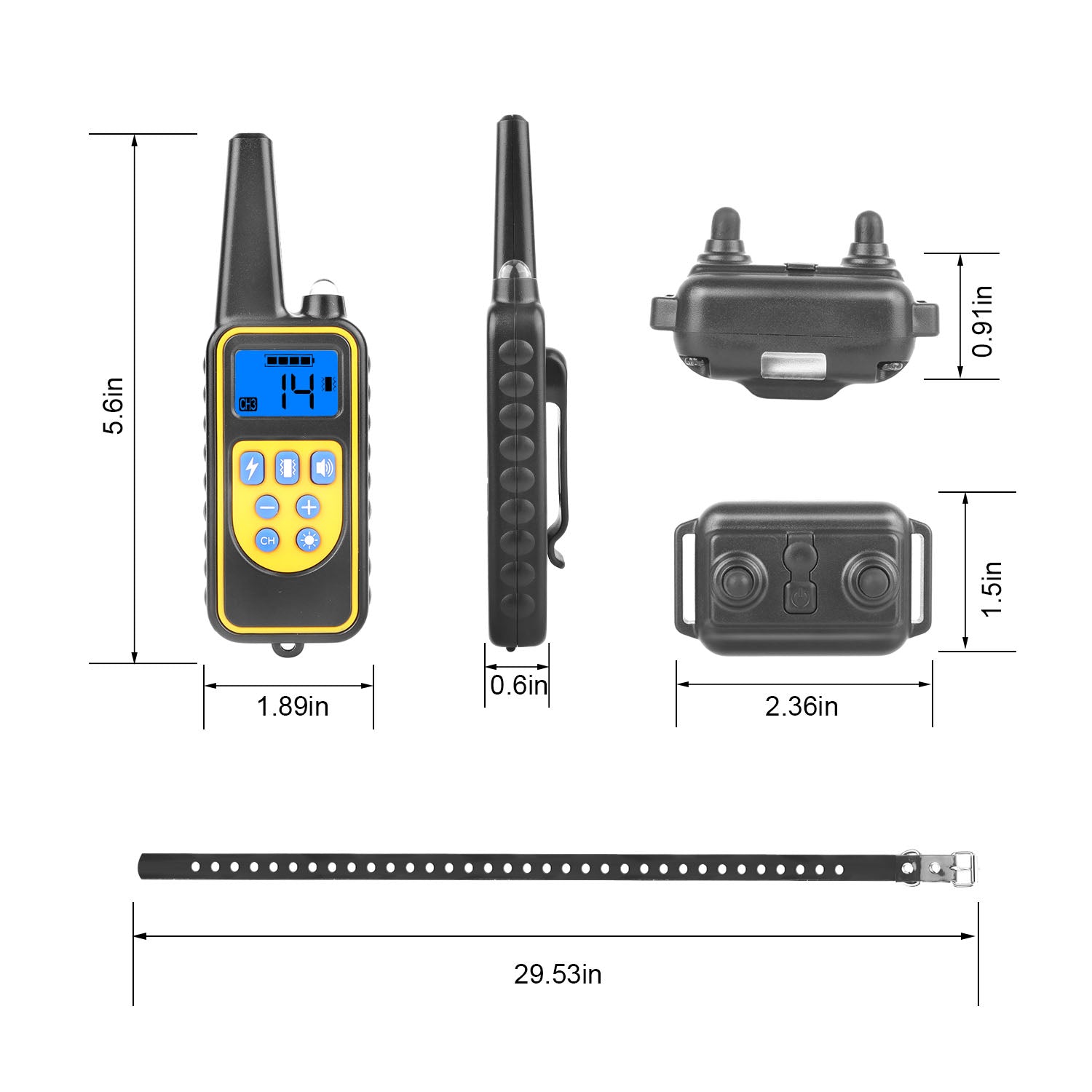 1Pc Dog Training Collar With Remote  IP67 Waterproof Pet Trainer 300mAh Rechargeable 875 Yard Remote Control 4 Modes Adjustable Level - 5 - CJ