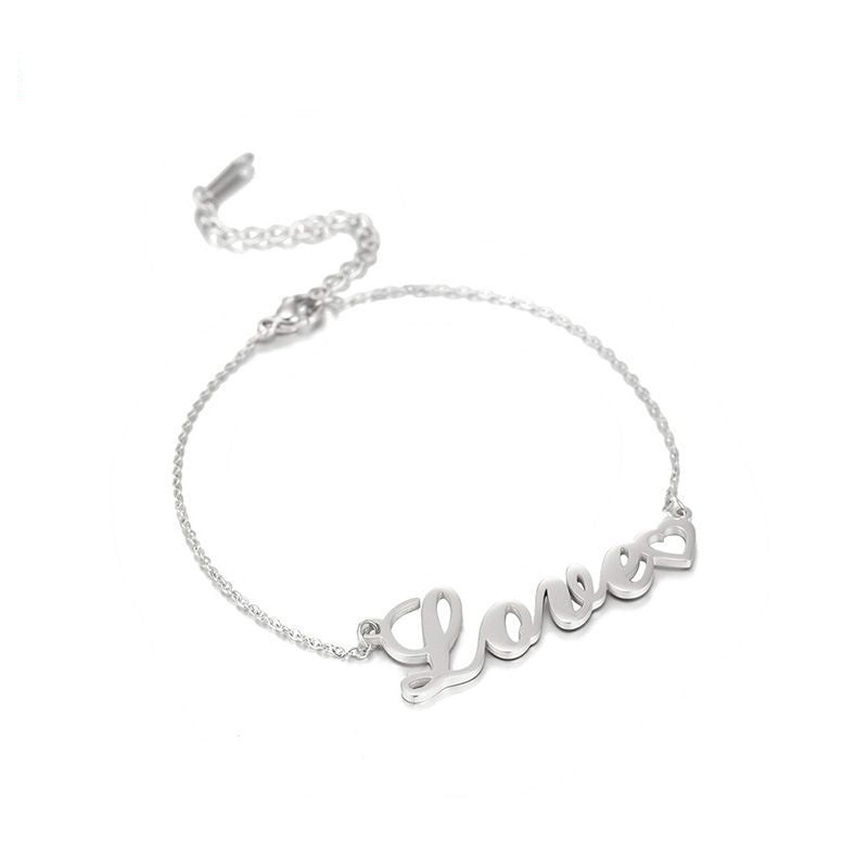 Personalized DIY Custom Name Bracelet Stainless Steel - 7 - CJ - Silver - Adult - CJSL118669307GT