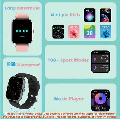 ZL54CJ Square Smartwatch Women BT Call Heart Rate Sport Mode Fitness Tracker Waterproof Smart Watch Men For IOS Android - 5 - CJ