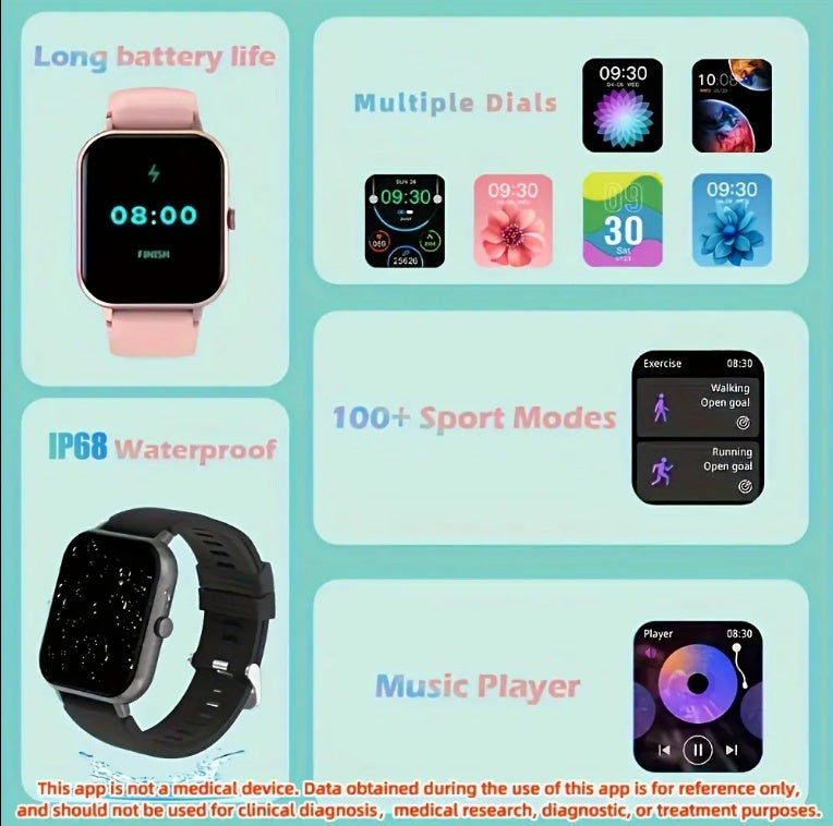 ZL54CJ Square Smartwatch Women BT Call Heart Rate Sport Mode Fitness Tracker Waterproof Smart Watch Men For IOS Android - 5 - CJ