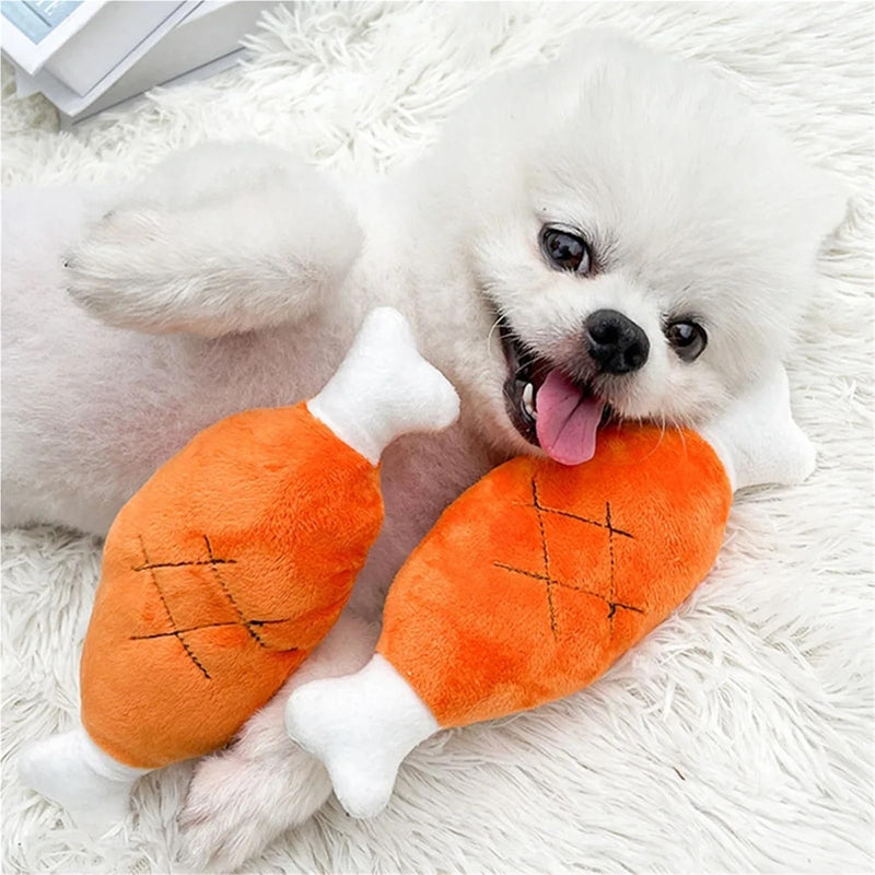 Plush Chicken Leg Dog Chew Toy - Soft Durable Pet Chewing Toy For Small Medium Dogs Puppy Teething Play Supplies - 4 - CJ