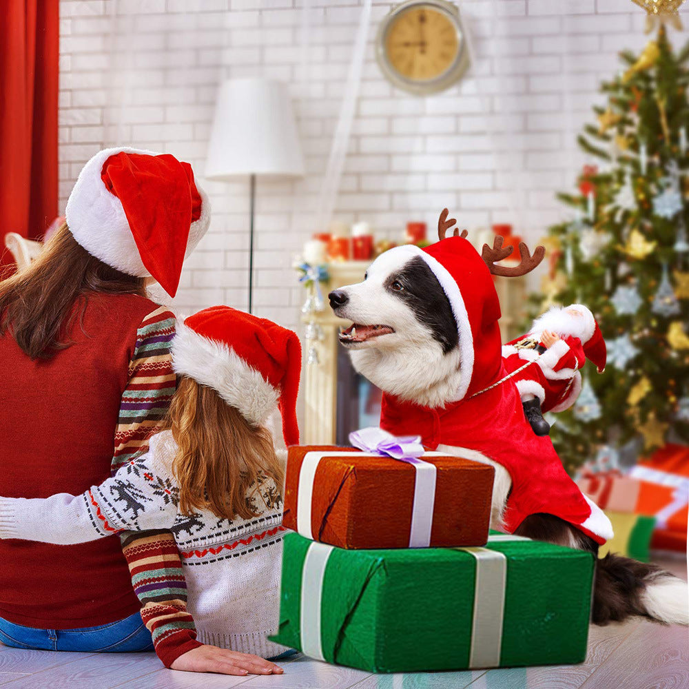 Dog Christmas Clothes Santa Claus Riding Deer - 0 - CJ