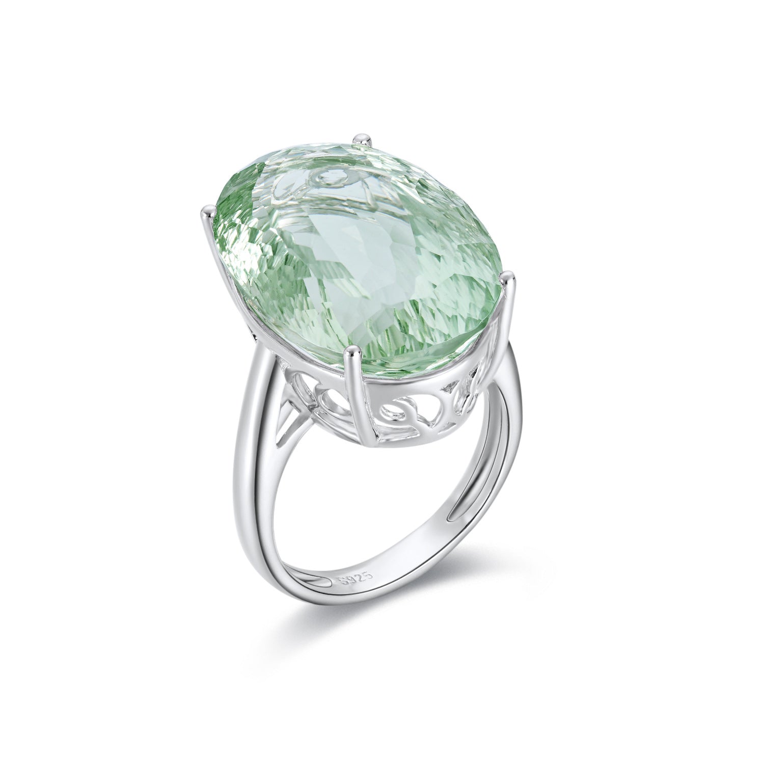 S925 Sterling Silver Green Amethyst Ring For Women Luxury Premium Retro Gem - 4 - CJ - Emerald - No.10 - CJJE1588181 - Emerald - No.10