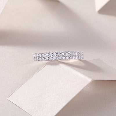 1Luxury Fashion Double Row Diamond Ring With Moissanite Silver Ring Prohibit TikTok sales - 5 - CJ