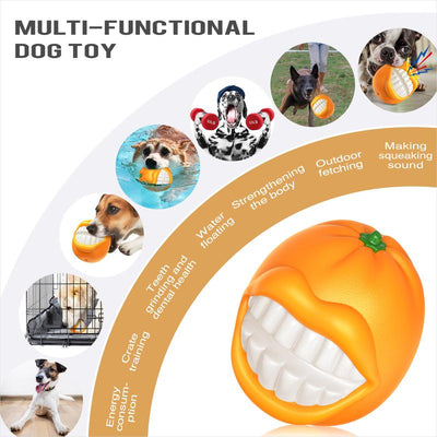 PROKEl Dog Toys Squeak Chew Toys Tough Ballfor Medium Large Extra Aggressive ChewersringDogs Breed Interactive Enduring IndestructibleSqueaky Toy Training Fetch Orange Plainindestructible Dogtoy Squea - 5 - CJ