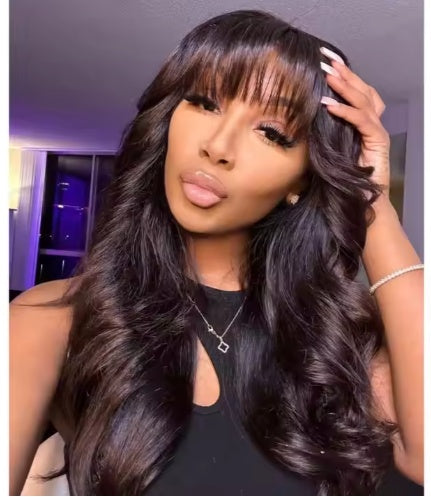 Pre Everything Glueless 13x5 Body Wave Lace Front Wig With Bangs Hd Pre Cut Lace Human Hair Wig For Black Women - 5 - CJ