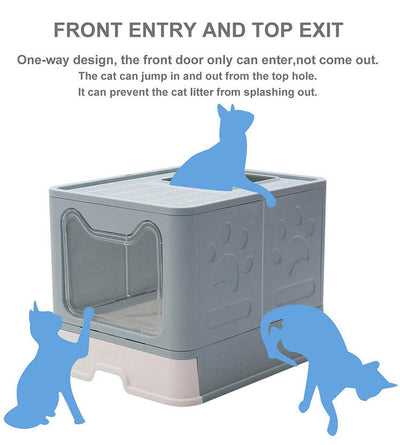 Cat Litter Box Front Entry Enclosed Extra Large Litter Box With Litter Catching Lid And Scoop For Big Cats Kitty - 5 - CJ