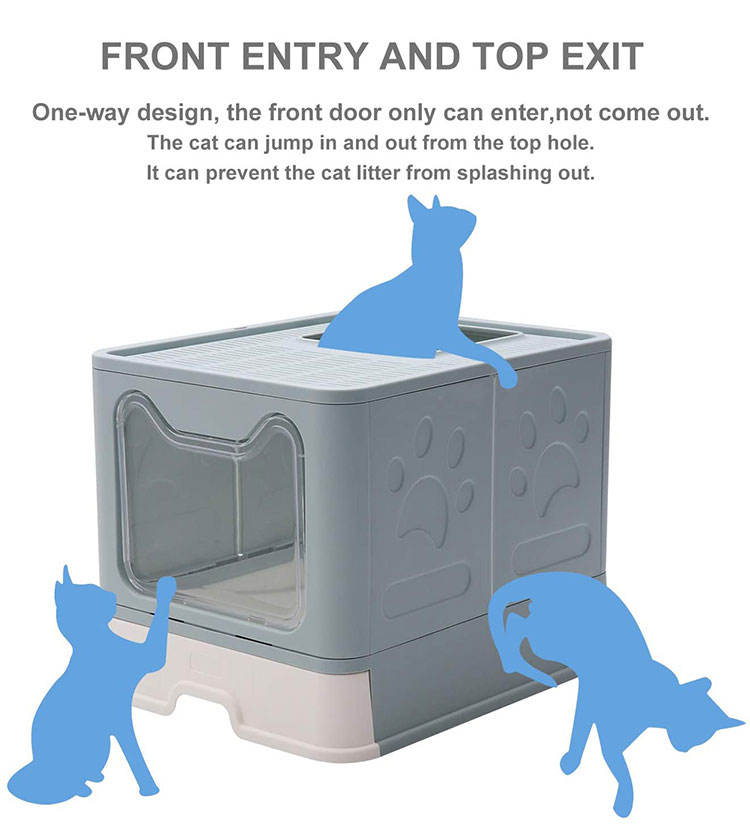 Cat Litter Box Front Entry Enclosed Extra Large Litter Box With Litter Catching Lid And Scoop For Big Cats Kitty - 5 - CJ