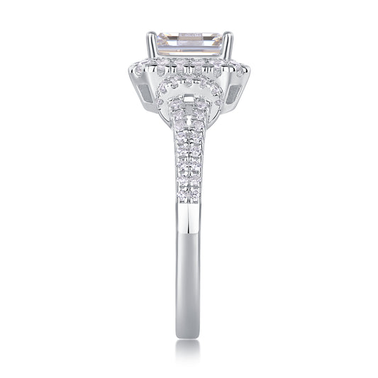 1Square Luxury Diamond Ring Fashion Moissanite Silver Ring Prohibit TikTok sales - 5 - CJ