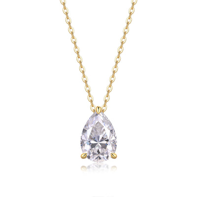 1Under The Moon - A Fashionable And Trendy Diamond Pendant Necklace Set With Pear - shaped Moissanite S925 Sterling Silver And Gold Plating Prohibit TikTok sales - 5 - CJ