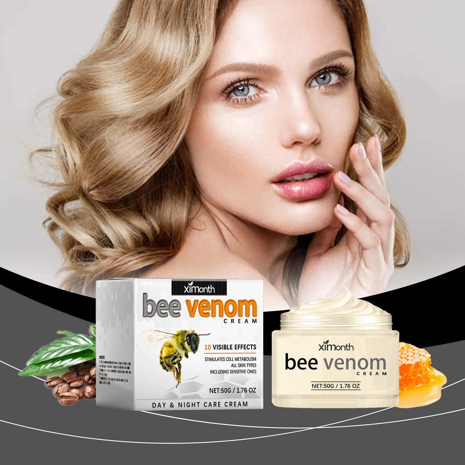 Ximonth Bee - Venom Anti - Wrinkle Firming Face Cream Moisturizes, Hydrates, Lightens, Brightens And Lifts Fine Lines - 5 - CJ