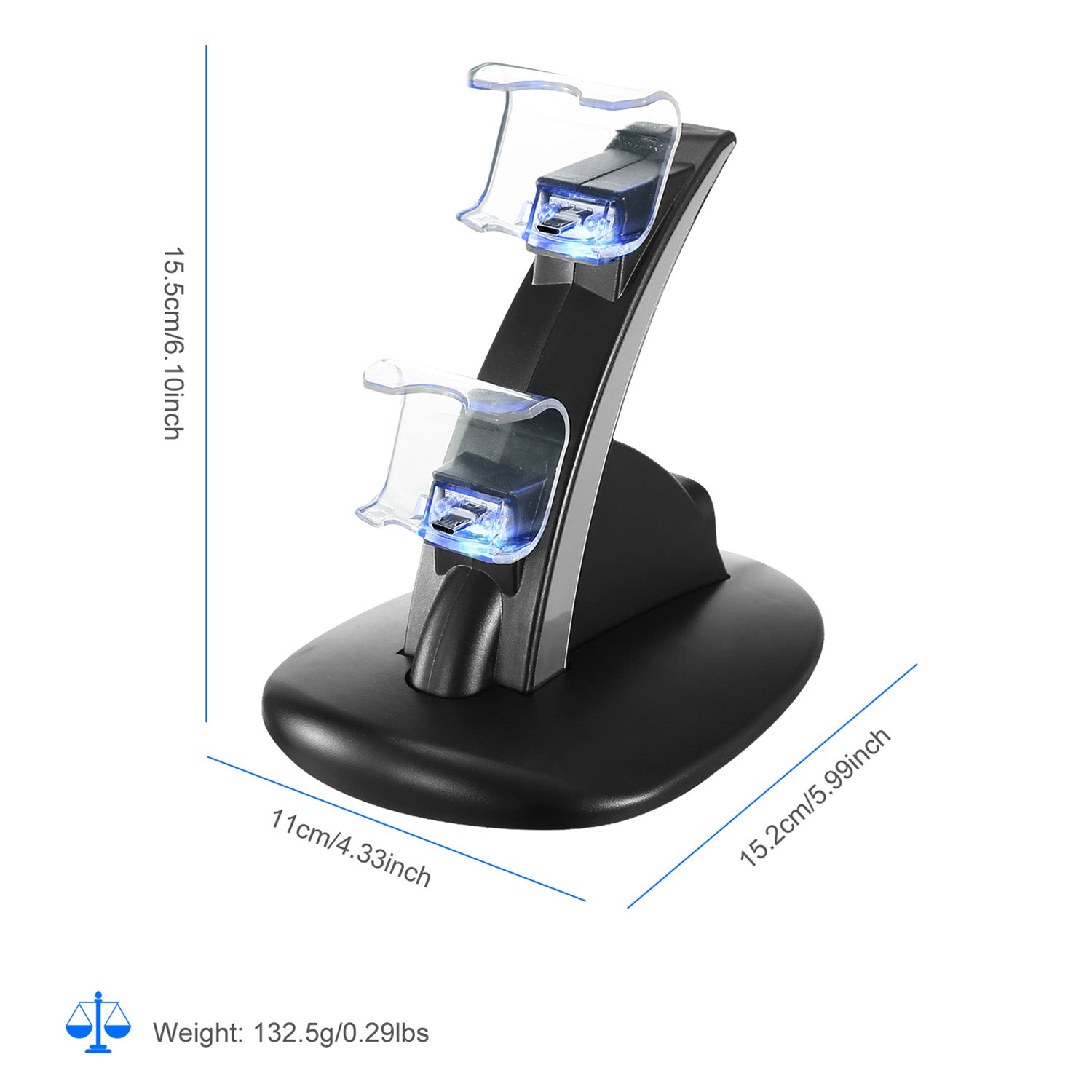 Charging Dock Station Dual Micro USB Charger Stand For PS4 Pro - PS4 Slim Gamepad Controller Handle Charging Station With Blue Indicator Game Lovers - 5 - CJ
